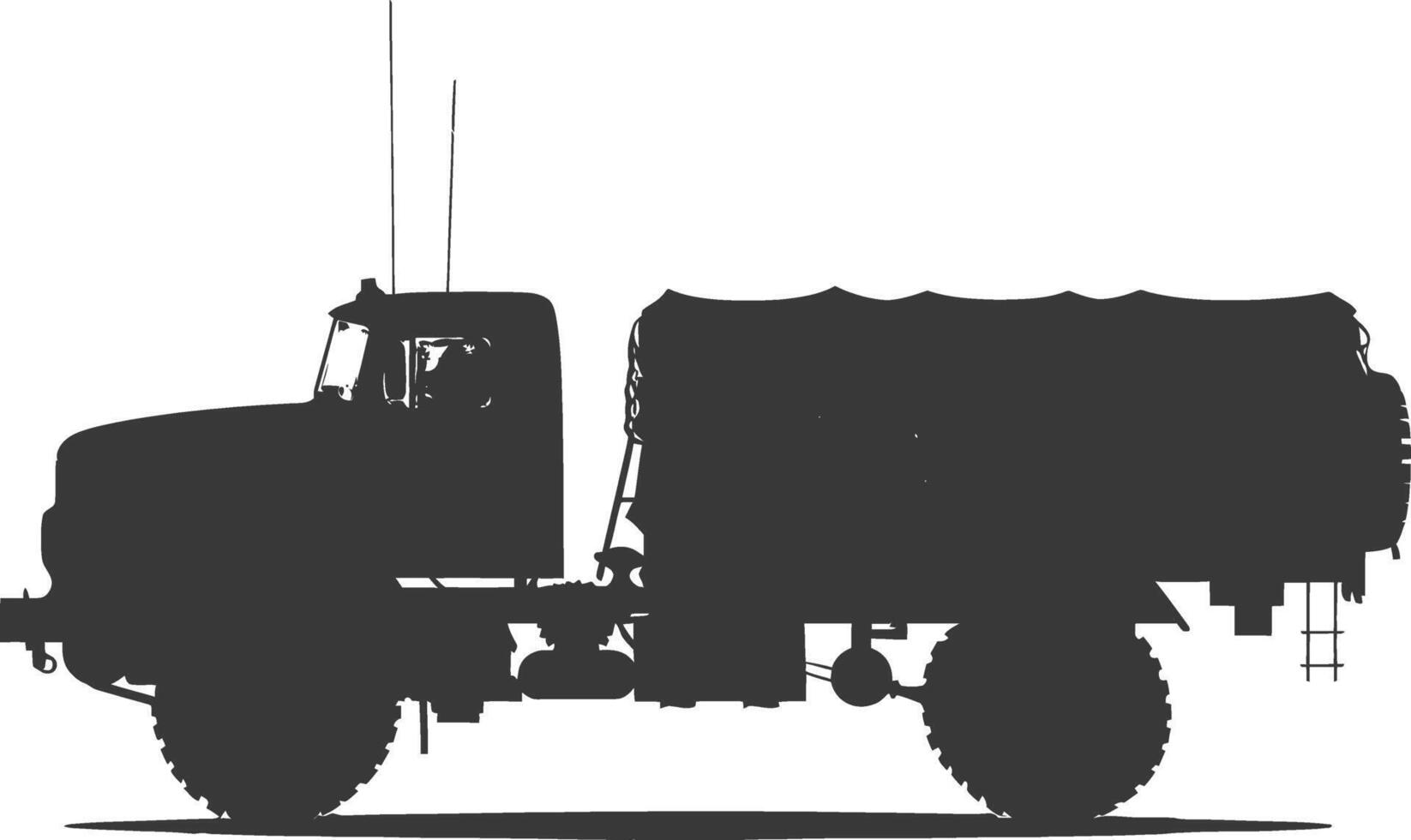 ai généré silhouette militaire un camion noir Couleur seulement vecteur