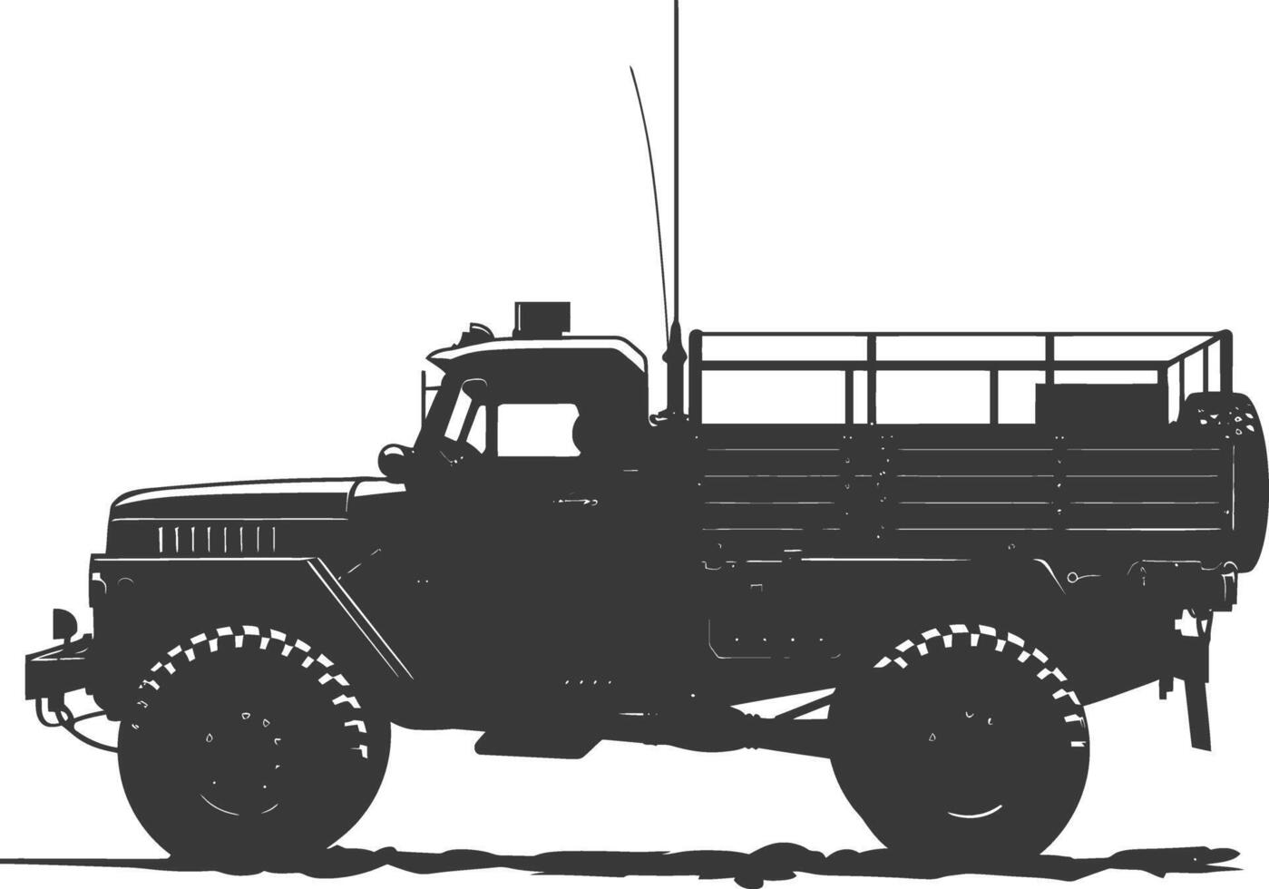 ai généré silhouette militaire un camion noir Couleur seulement vecteur