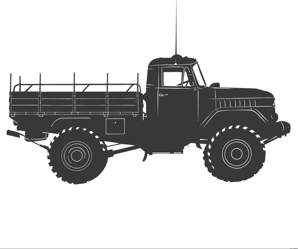 ai généré silhouette militaire un camion noir Couleur seulement vecteur