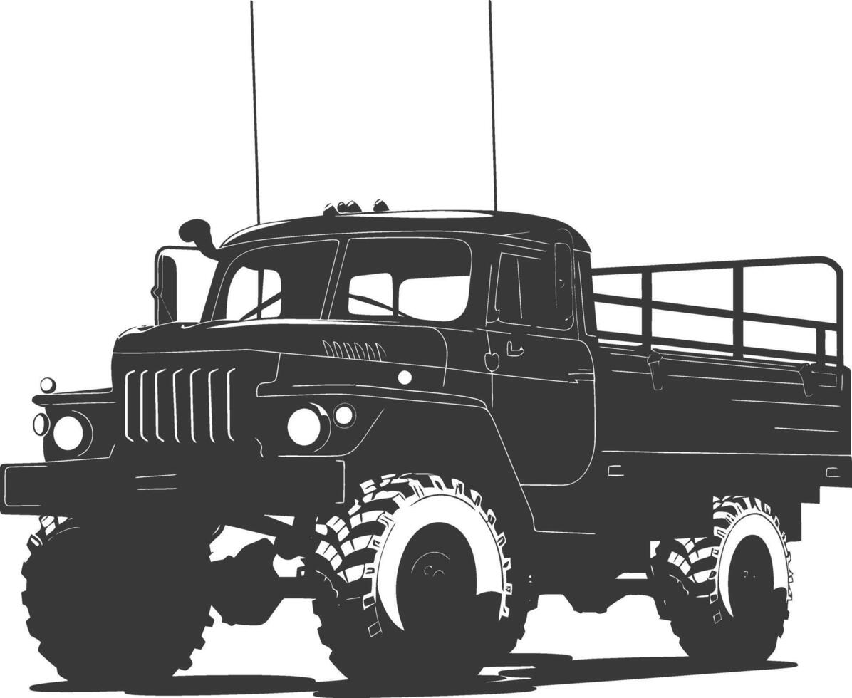 ai généré silhouette militaire un camion noir Couleur seulement vecteur