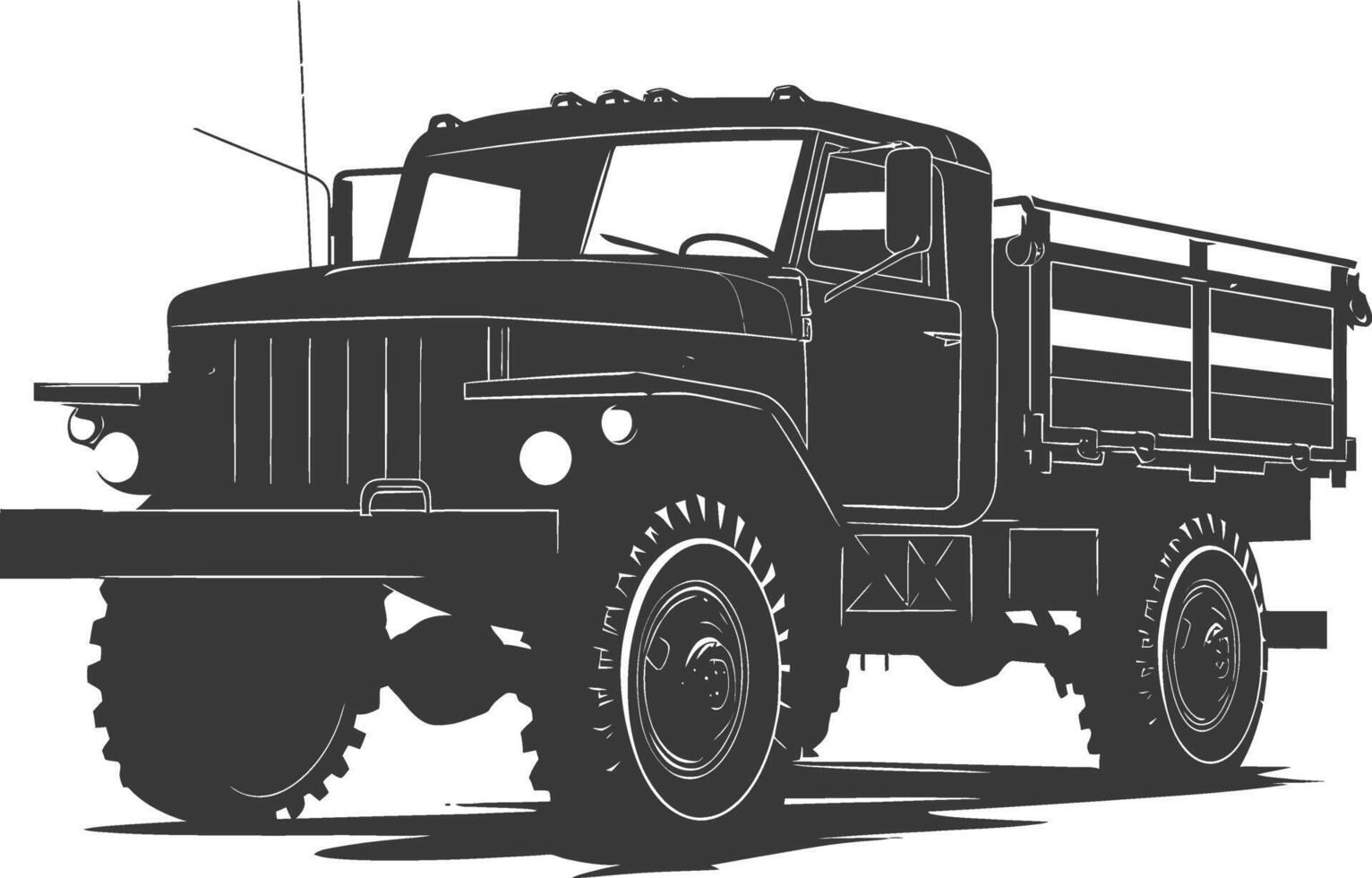 ai généré silhouette militaire un camion noir Couleur seulement vecteur