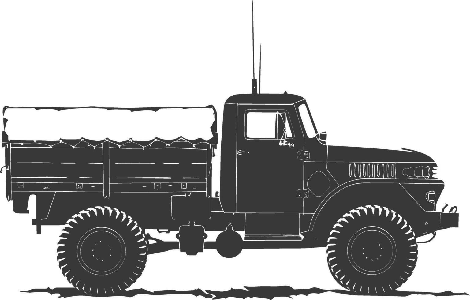 ai généré silhouette militaire un camion noir Couleur seulement vecteur
