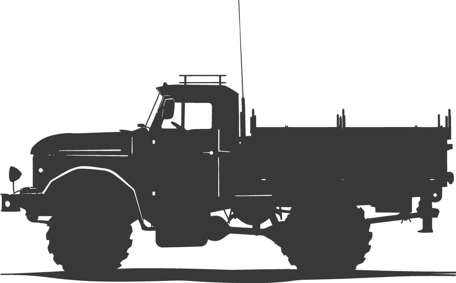 ai généré silhouette militaire un camion noir Couleur seulement vecteur