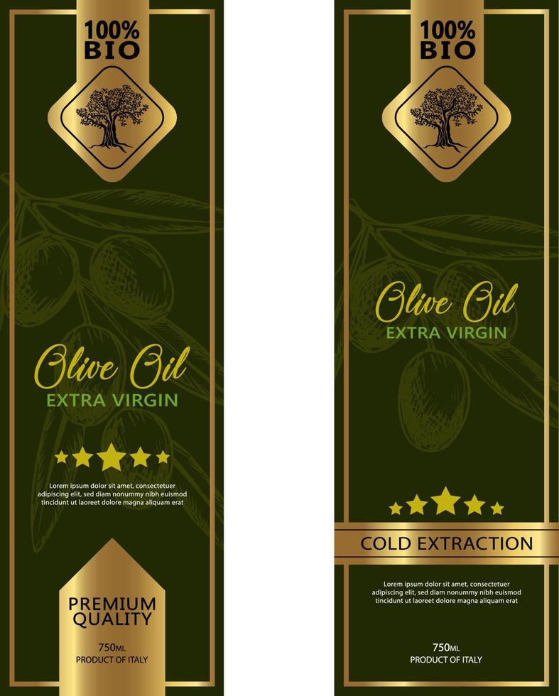 collection d'étiquettes d'huile d'olive. modèles d'illustration vectorielle dessinés à la main pour l'emballage d'huile d'olive vecteur