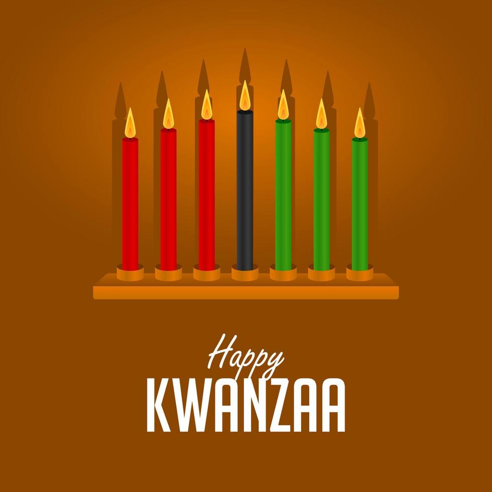 joyeuses salutations de kwanzaa, fête de kwanzaa avec des bougies vecteur