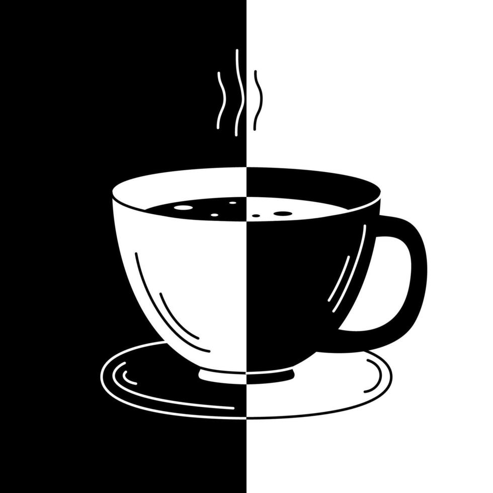 tasse de café et vapeur plus de il dans noir et blanche. vecteur