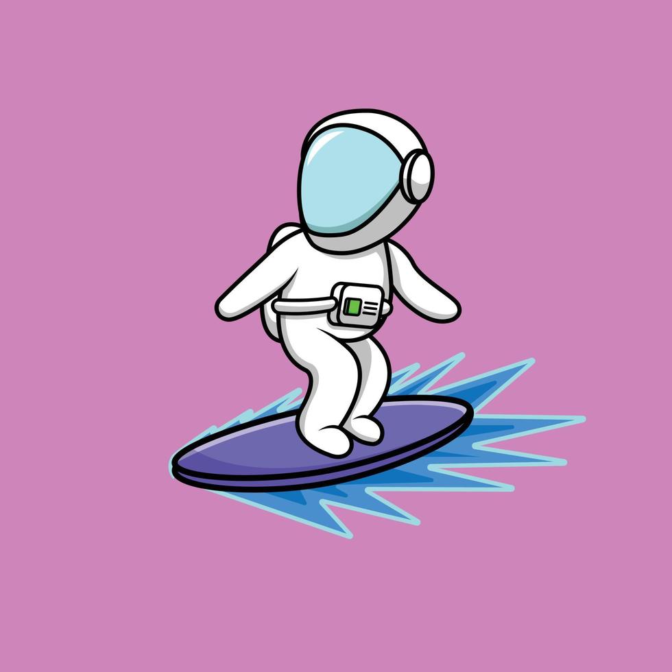 illustration de surf astronaute mignon vecteur