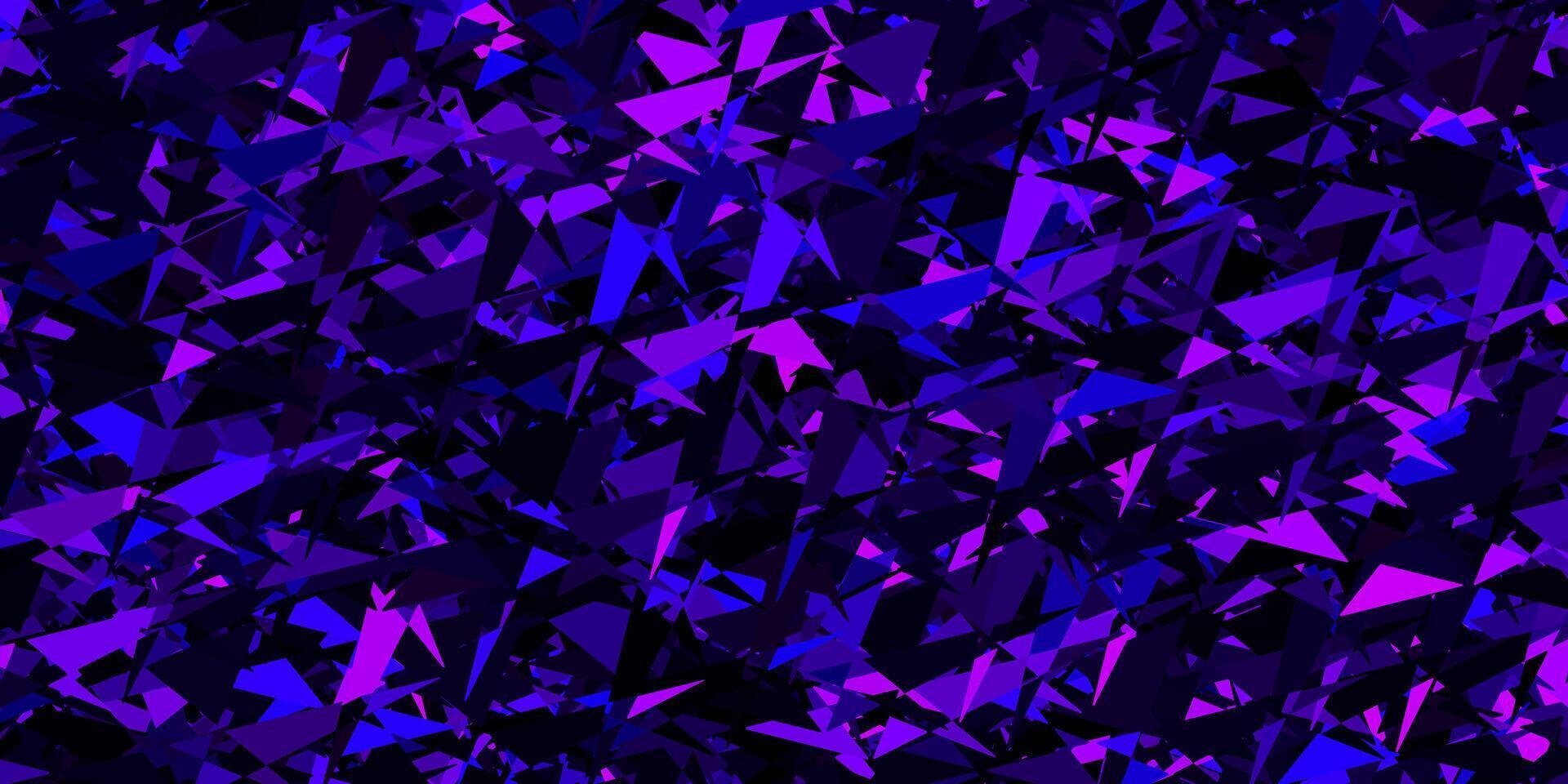 toile de fond de vecteur violet clair avec des lignes, des triangles.