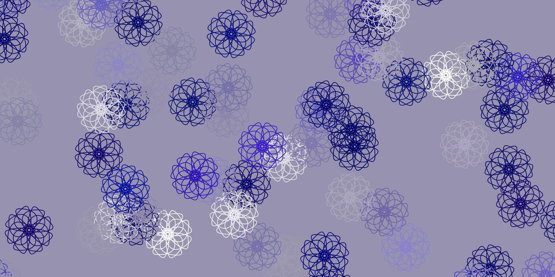 texture de doodle vecteur violet clair avec des fleurs.