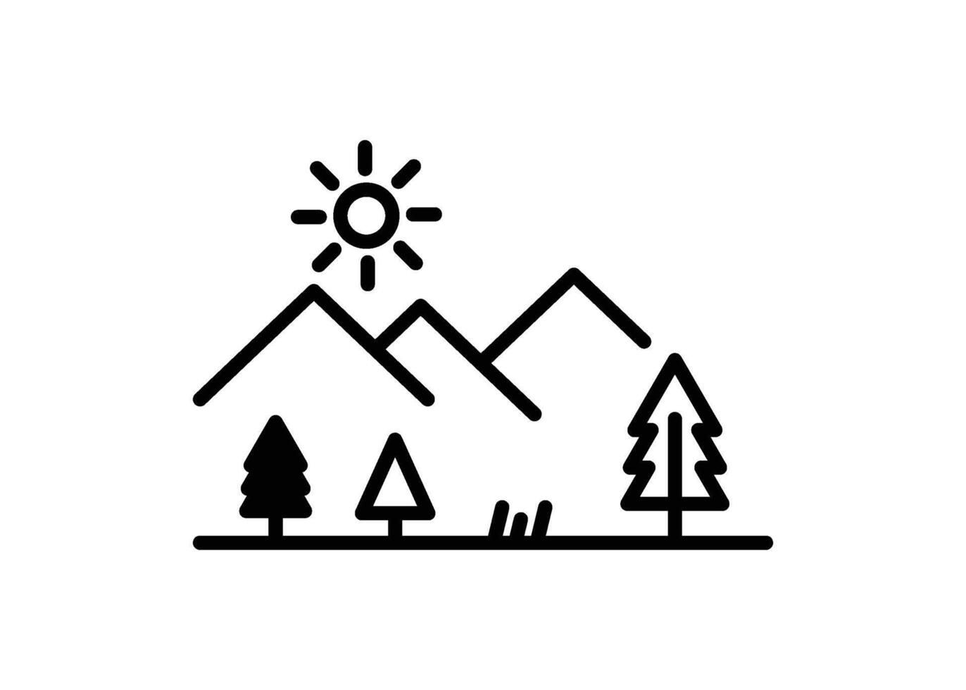 Montagne icône ligne conception modèle isolé illustration vecteur