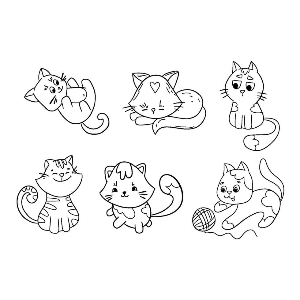 des gamins coloration pages, mignonne chat coloration pages, chat personnage vecteur illustration