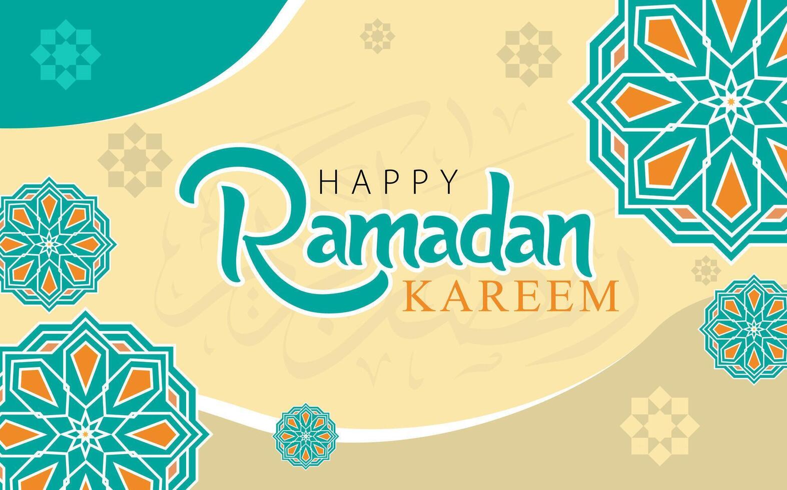 vecteur ornement islamique arabe Ramadan Karem marhaban fête crème vert Couleur Contexte avec le mots content Ramadan kareem