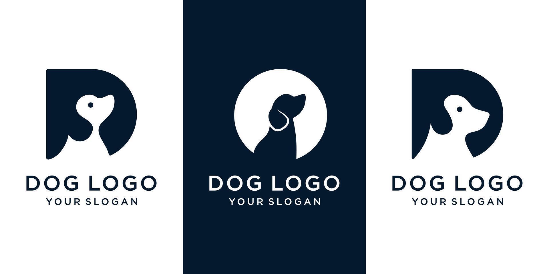 ensemble de chien dans lettre ré logo icône vecteur conception modèle
