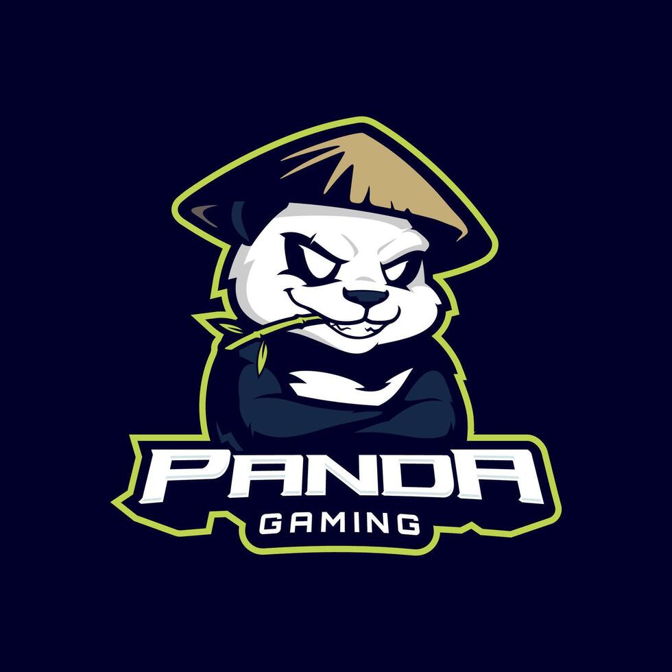 modèle de logo de mascotte de jeu panda esport vecteur