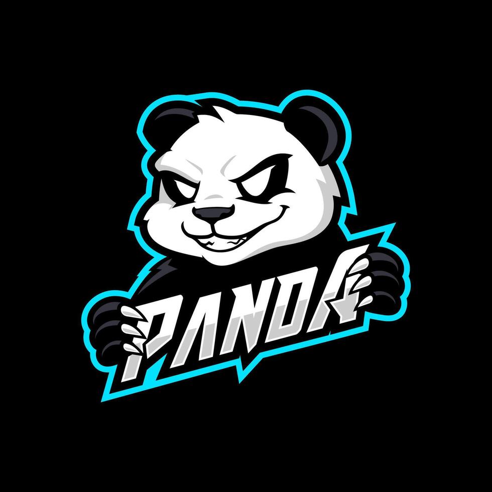 Panda esport jeu logo, mascotte dessin animé logo modèle vecteur