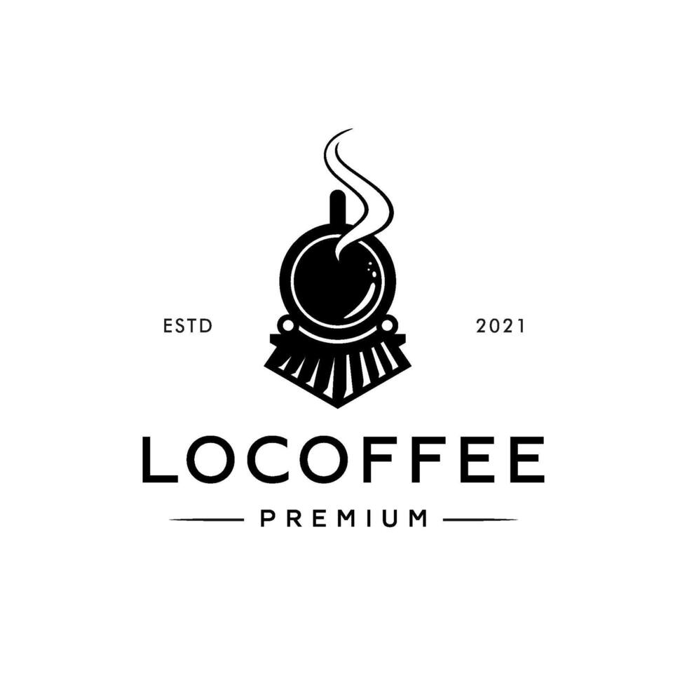 café et locomotive train ancien logo concept vecteur