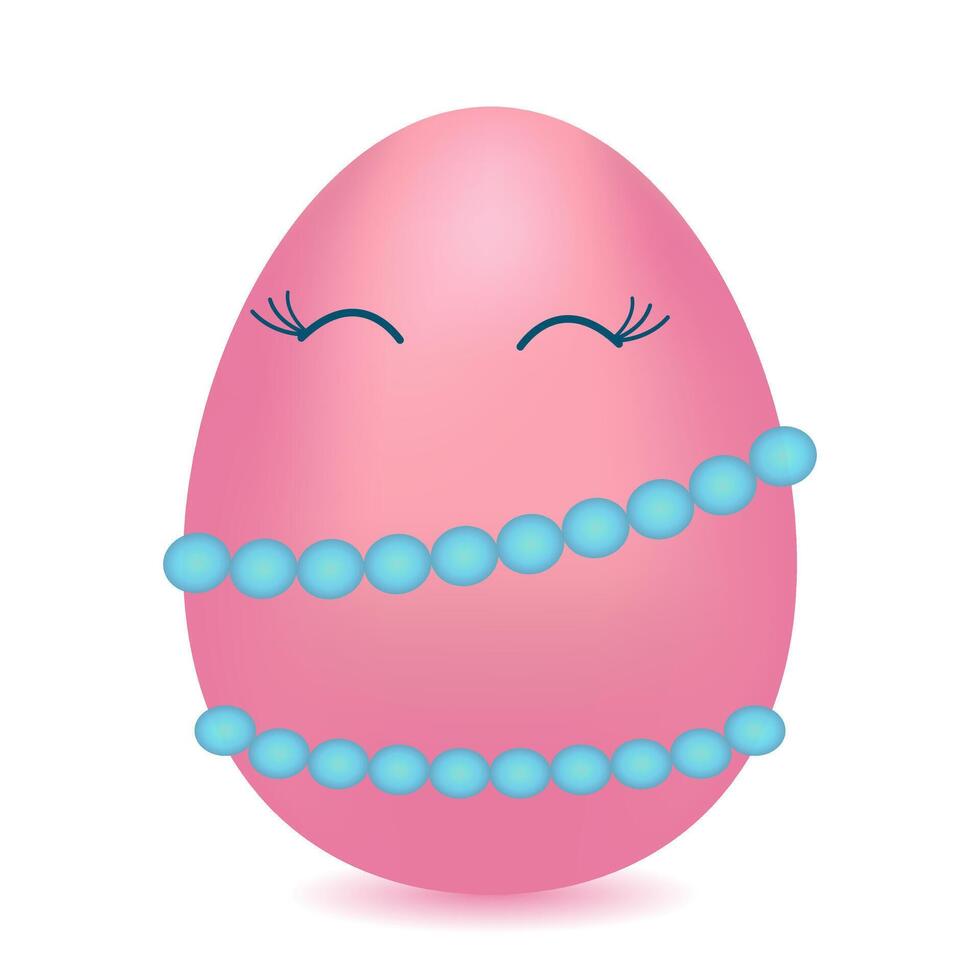 anthropomorphe rose content Pâques femme-œuf portant perles vecteur