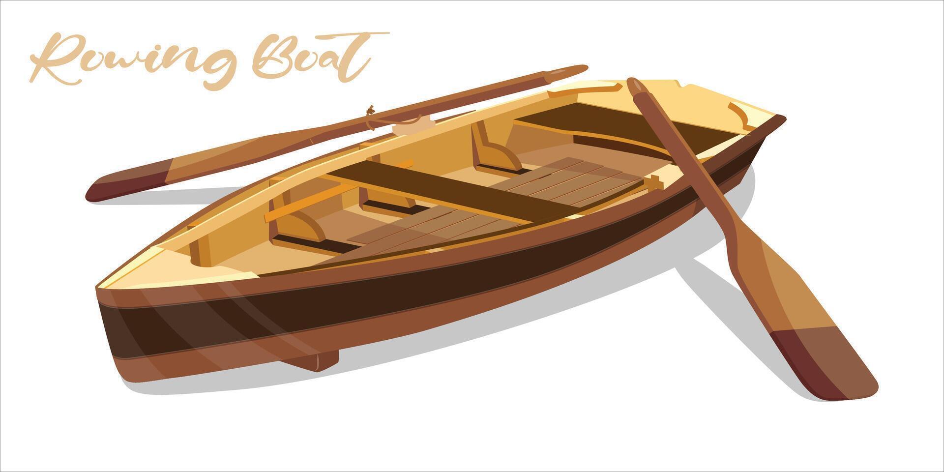 illustration de en bois aviron bateau isolé sur blanche. vecteur bateau modèle