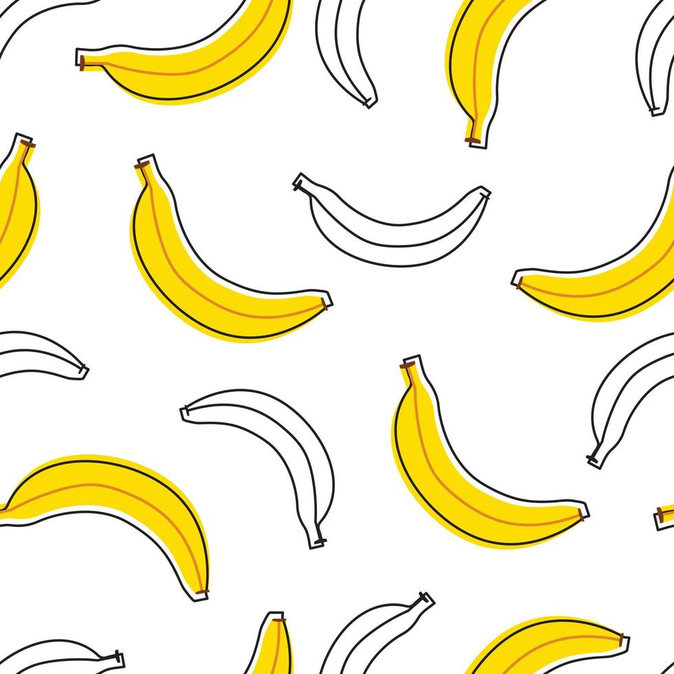 fond de fruits pour les enfants modèle sans couture de banane, design dessiné à la main en style cartoon. utiliser pour les impressions, les papiers peints, les décorations, les textiles, les illustrations vectorielles. vecteur