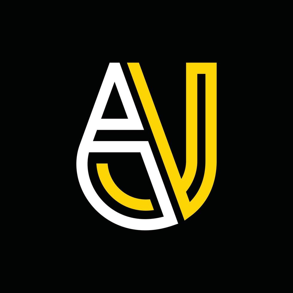 un J initiale icône ligne moderne logo, d'or Couleur et noir Contexte vecteur