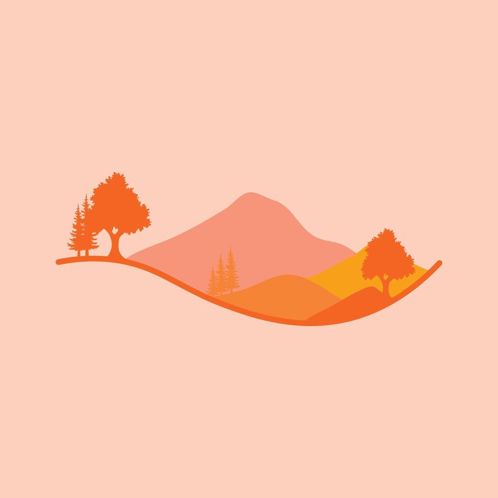 montagnes et forêt paysage illustration conception vecteur
