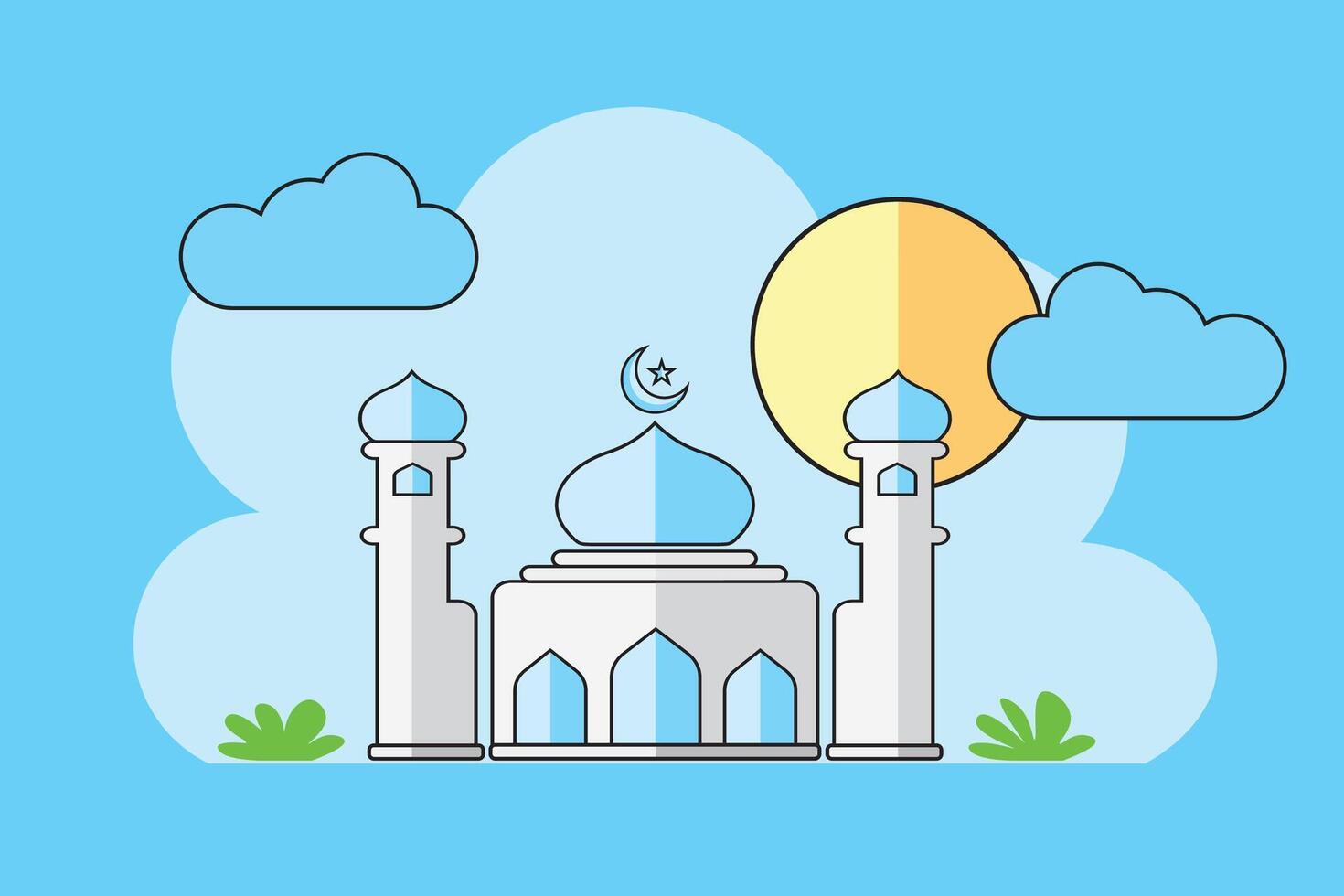 Ramadan Karim, avec géométrique représentations de mosquées, croissant des lunes, étoiles vecteur