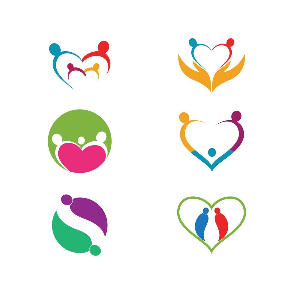 conception d'illustration de modèle de logo d'amour de soins familiaux vecteur