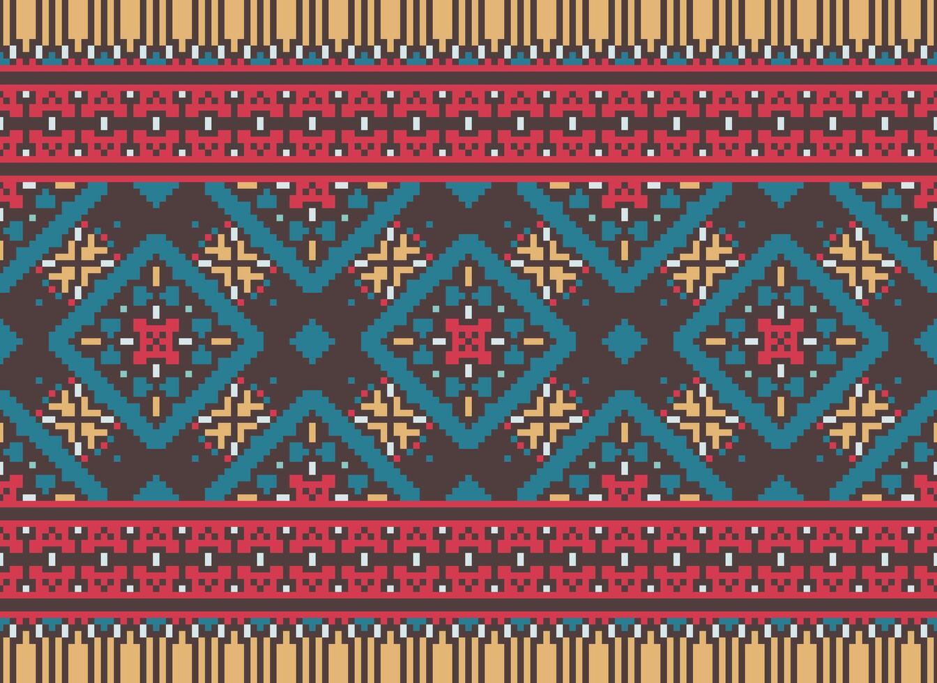 traverser point. pixel modèle. ethnique motifs. abstrait art. conception pour tapis, fond d'écran, vêtements, textile, oreiller, rideau, drap de lit, table coureurs. Mehndi. Rushnyk. Terre Ton. ancien. vecteur. vecteur