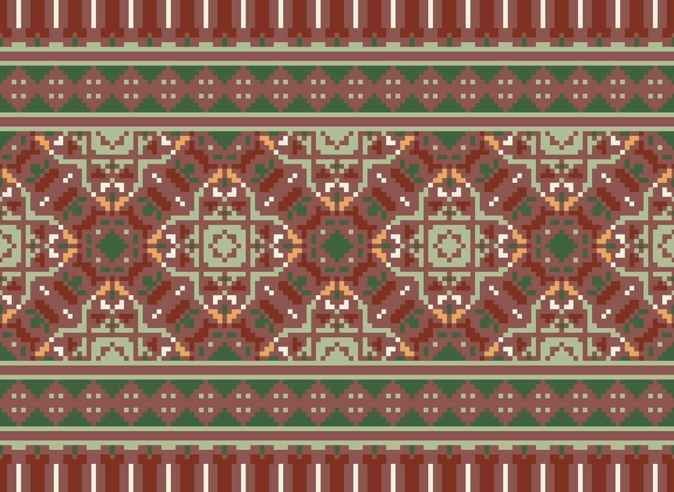 floral traverser point broderie.géométrique ethnique Oriental sans couture modèle traditionnel fond.aztèque style abstrait vecteur illustration.design pour texture, tissu, vêtements, emballage, décoration, impression.