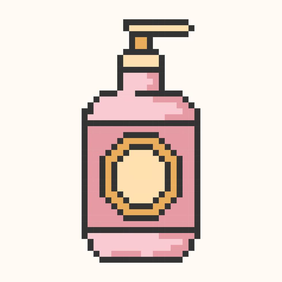 Plastique bouteille distributeur pixel art.pump pour liquide savon, gel, lotion, crème, shampoing, bain mousse et autre cosmétiques.vecteur illustration eps dix vecteur