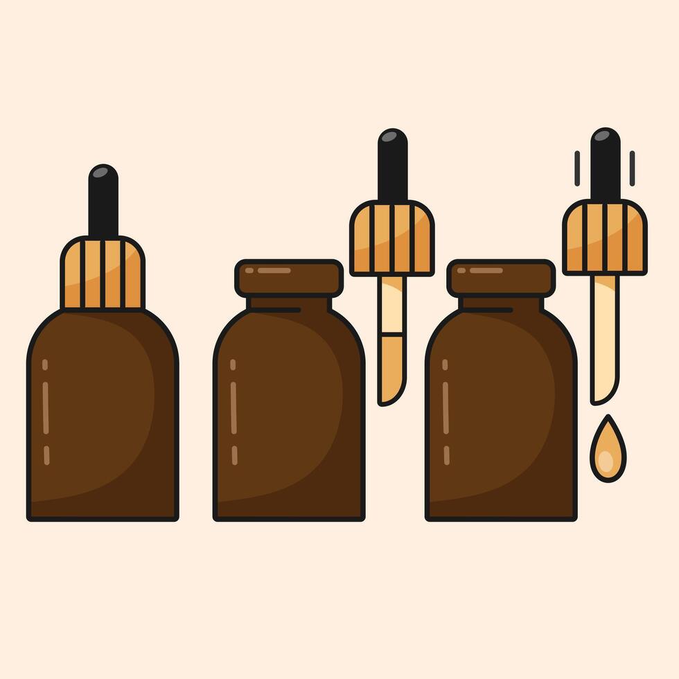 compte-gouttes bouteille avec sérum ou huile, linéaire Icônes ensemble. fermé, ouvert Fiole avec goutte, liquide package.makeup et cosmétologie concept.modifiable accident vasculaire cérébral. vecteur illustration eps dix