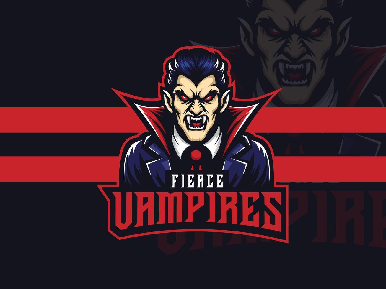 vampires mascotte logo pour des sports et e des sports équipe, dessin animé conception vecteur