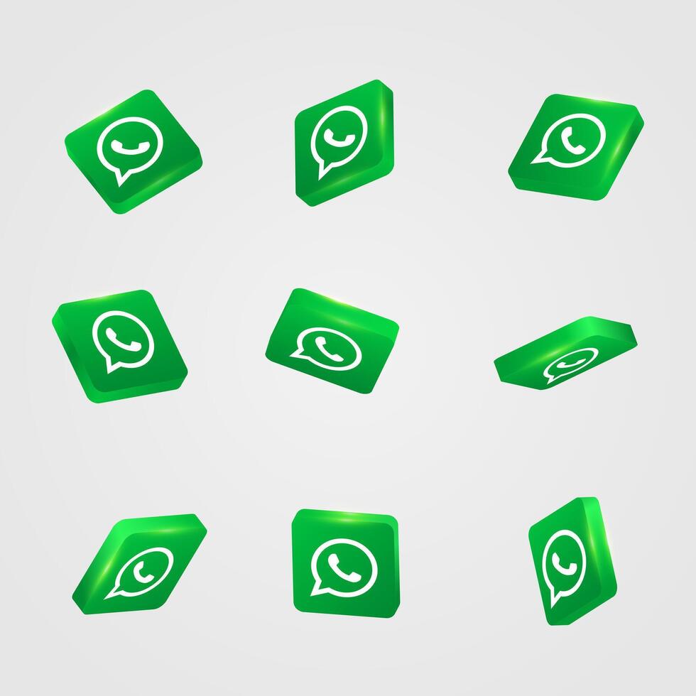 WhatsApp3d social réseau icône, WhatsApp icône collection, bouton modèle vecteur