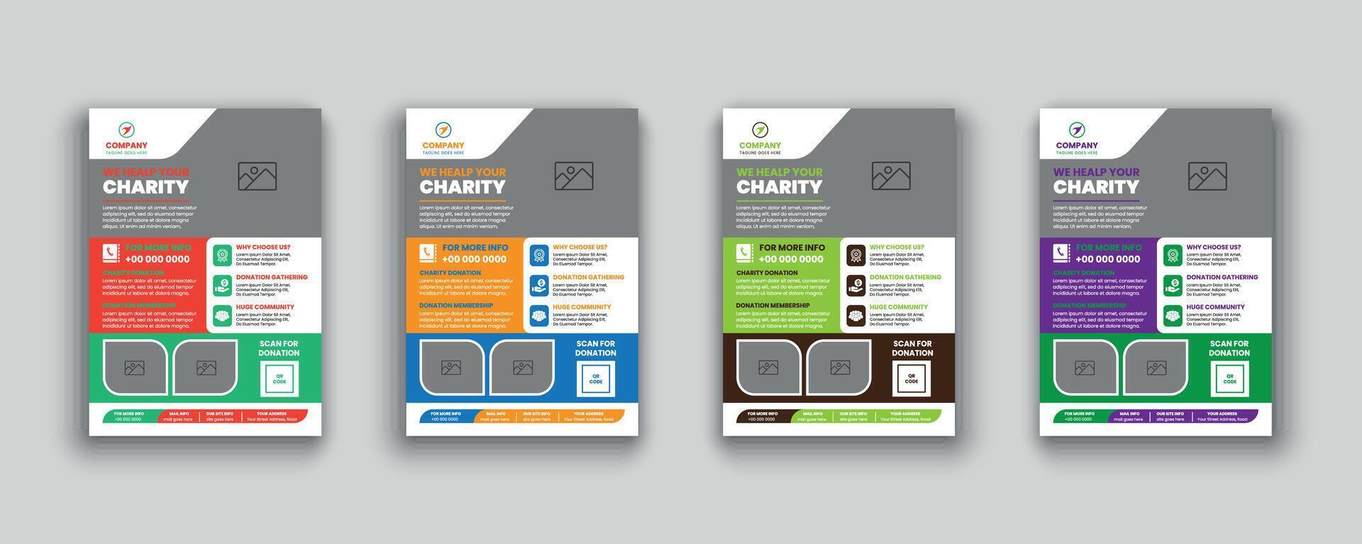charité organisation, non lucratif, ong, don, collecte de fonds, point en commun, prospectus conception et social bannière affiche modèle vecteur