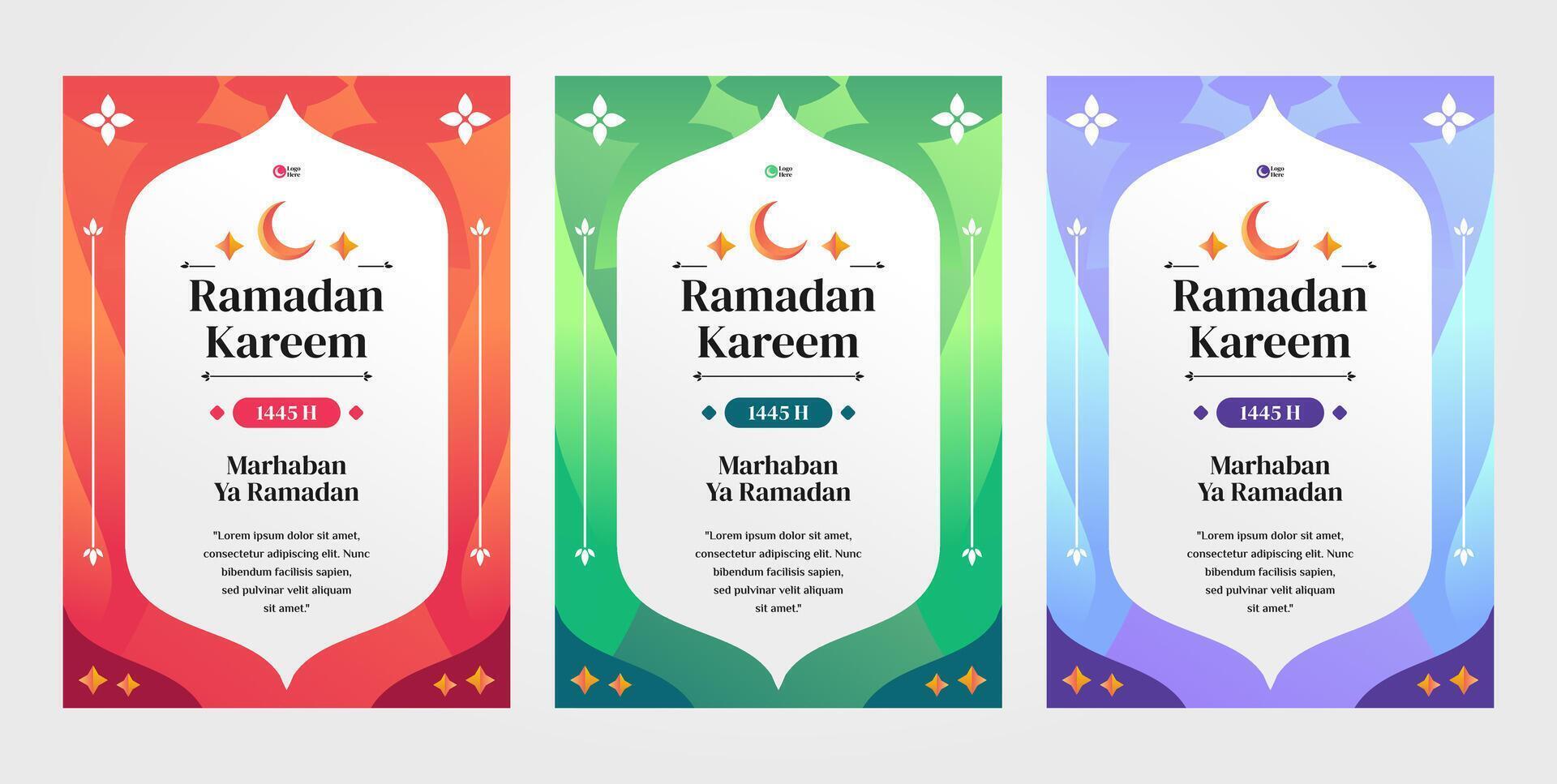 ensemble de islamique a4 affiche prospectus pour ramadhan fête avec Ramadan kareem l'écriture vecteur