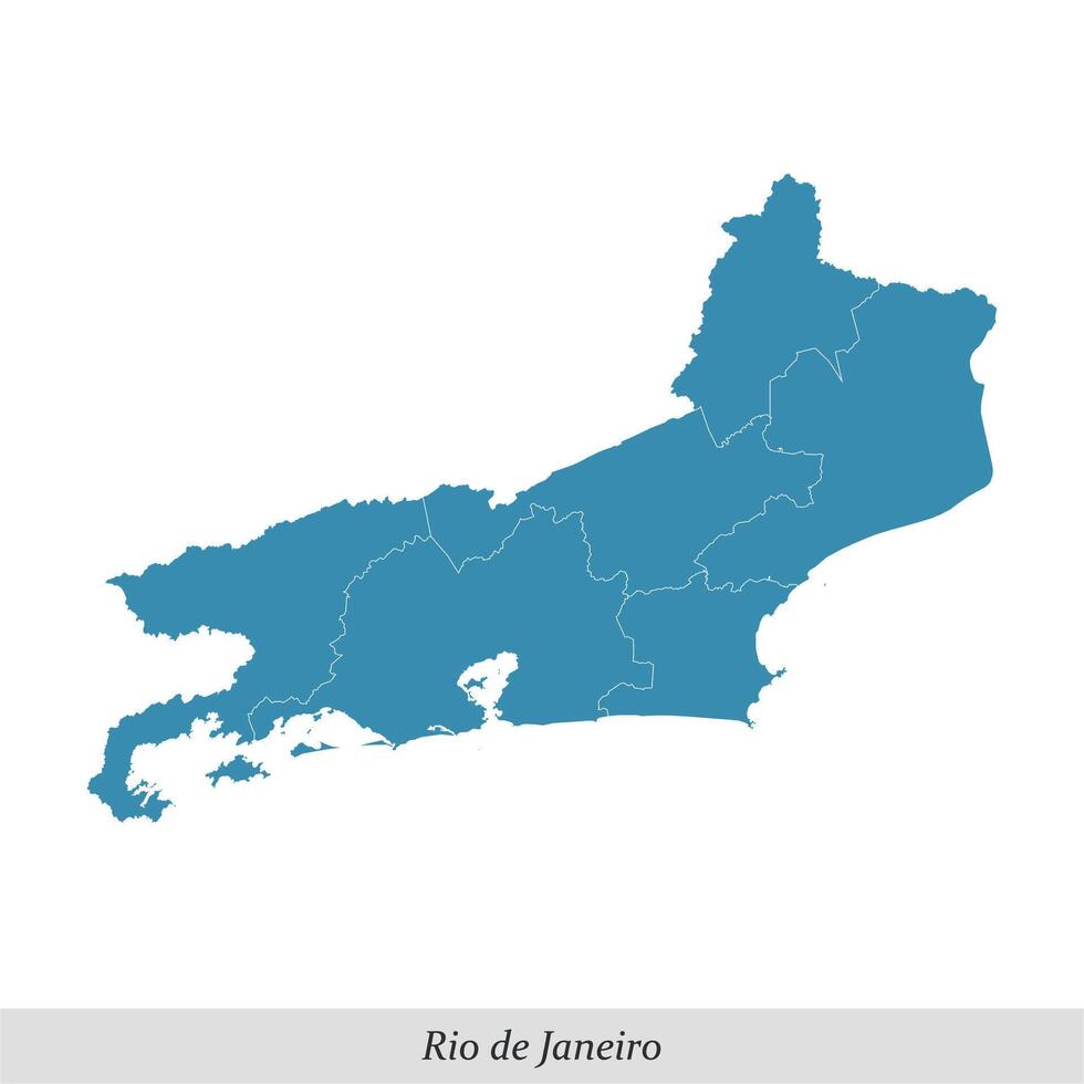 carte de Rio de janeiro est une Etat de Brésil avec mésorégions vecteur