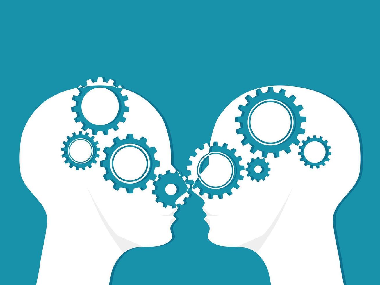 deux têtes et équipement mécanismes. concept de systématique coordination vecteur