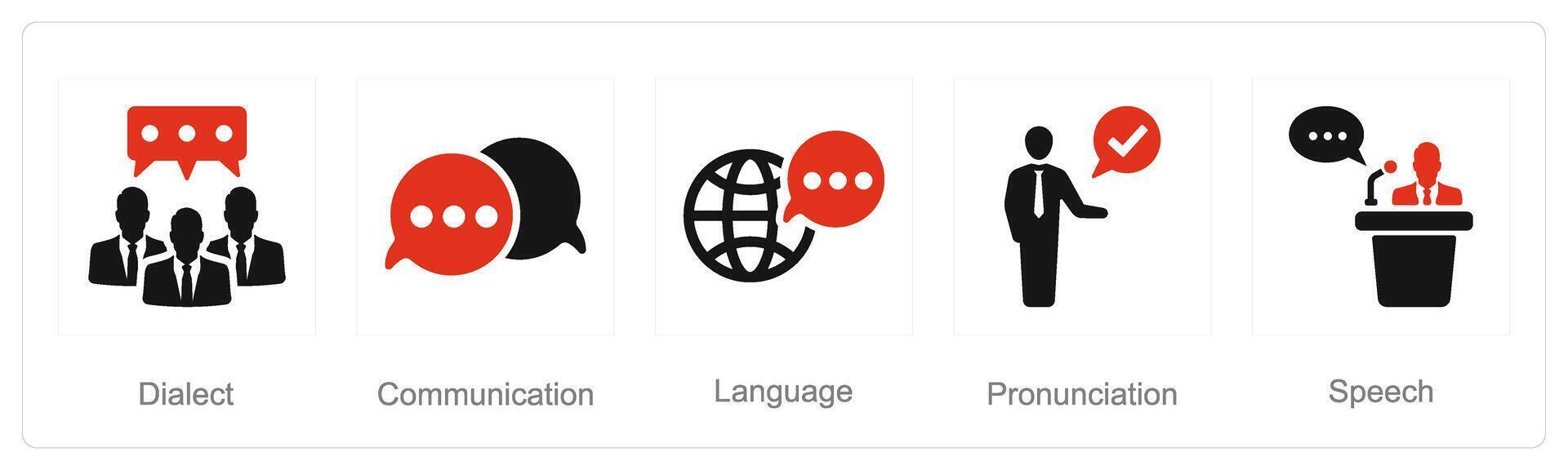 une ensemble de 5 Langue Icônes comme dialecte, communication, Langue vecteur