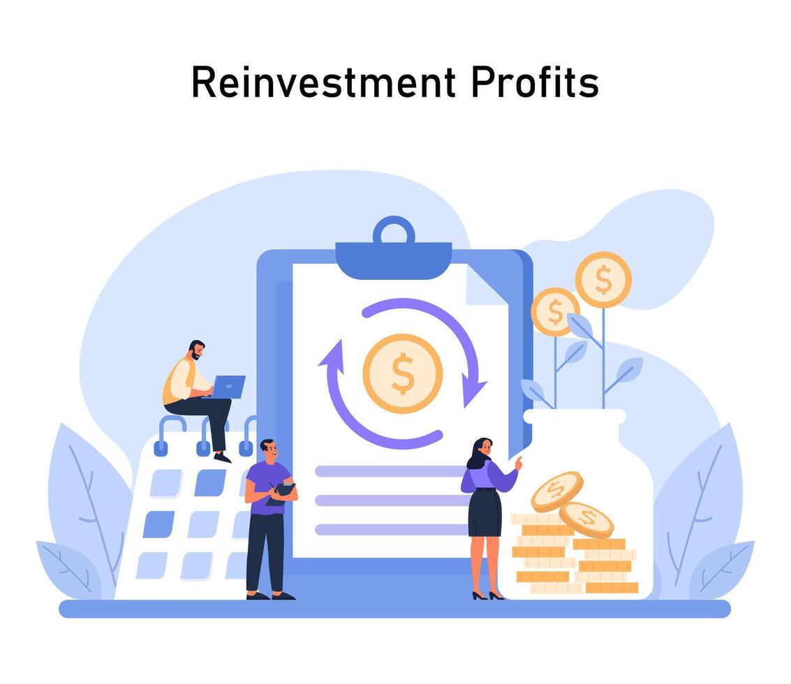 réinvestissement bénéfices concept. démontre le cycle de réinvestir gains vecteur