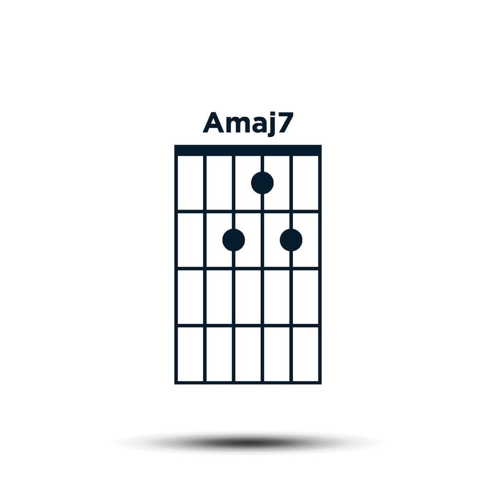 amaj7, de base guitare accord graphique icône vecteur modèle
