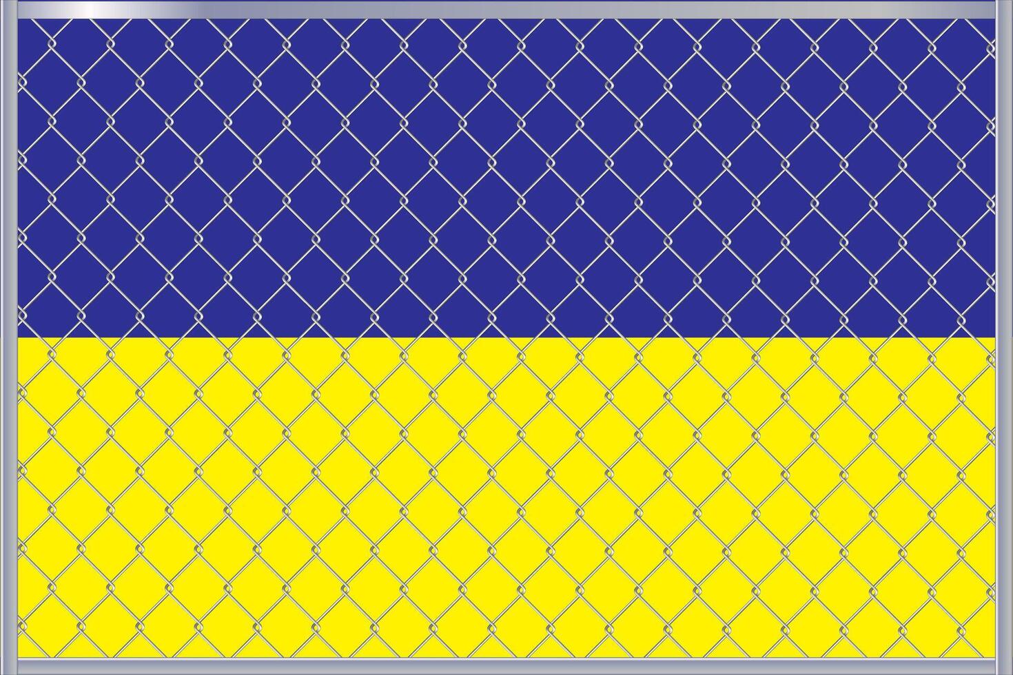 vecteur illustration de Ukraine drapeau en dessous de treillis. le concept de isolationnisme.