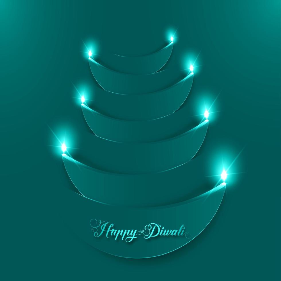 joyeux diwali. graphique en papier de la conception de la lampe à huile diya indienne. la fête des lumières. illustration vectorielle fond coloré vecteur