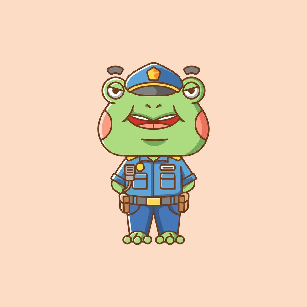 mignonne chat police officier uniforme dessin animé animal personnage mascotte icône plat style illustration concept vecteur