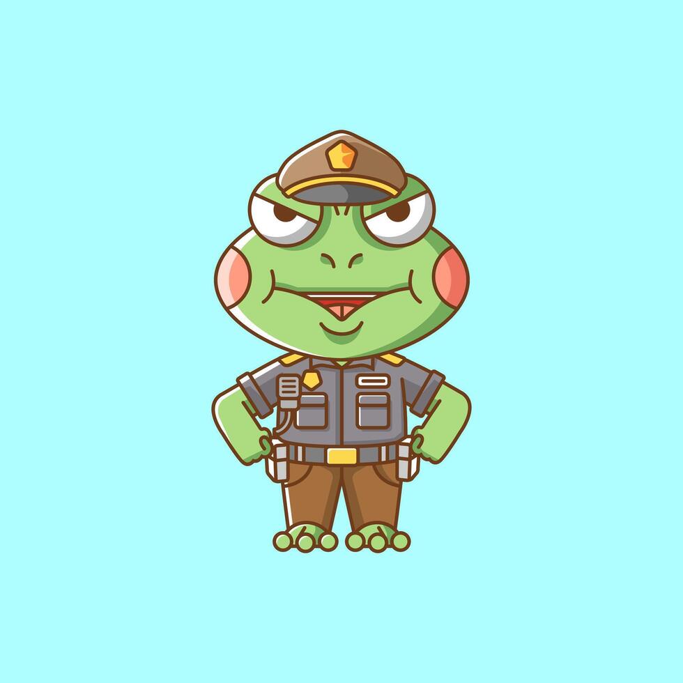 mignonne chat police officier uniforme dessin animé animal personnage mascotte icône plat style illustration concept vecteur