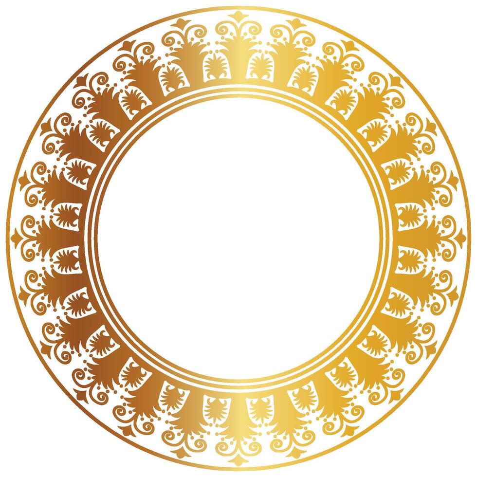 aztèque d'or cercle Cadre de courbé feuilles. sans couture avec crochets ou fils. similaire à le grec clavier aussi appelé Stepfred conception ou xicalcoliuhqui vecteur