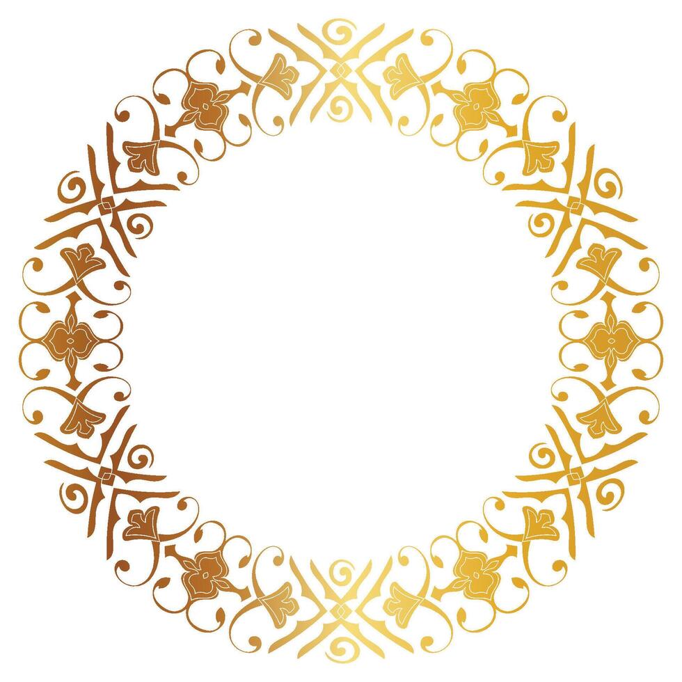 aztèque d'or cercle Cadre de courbé feuilles. sans couture avec crochets ou fils. similaire à le grec clavier aussi appelé Stepfred conception ou xicalcoliuhqui vecteur