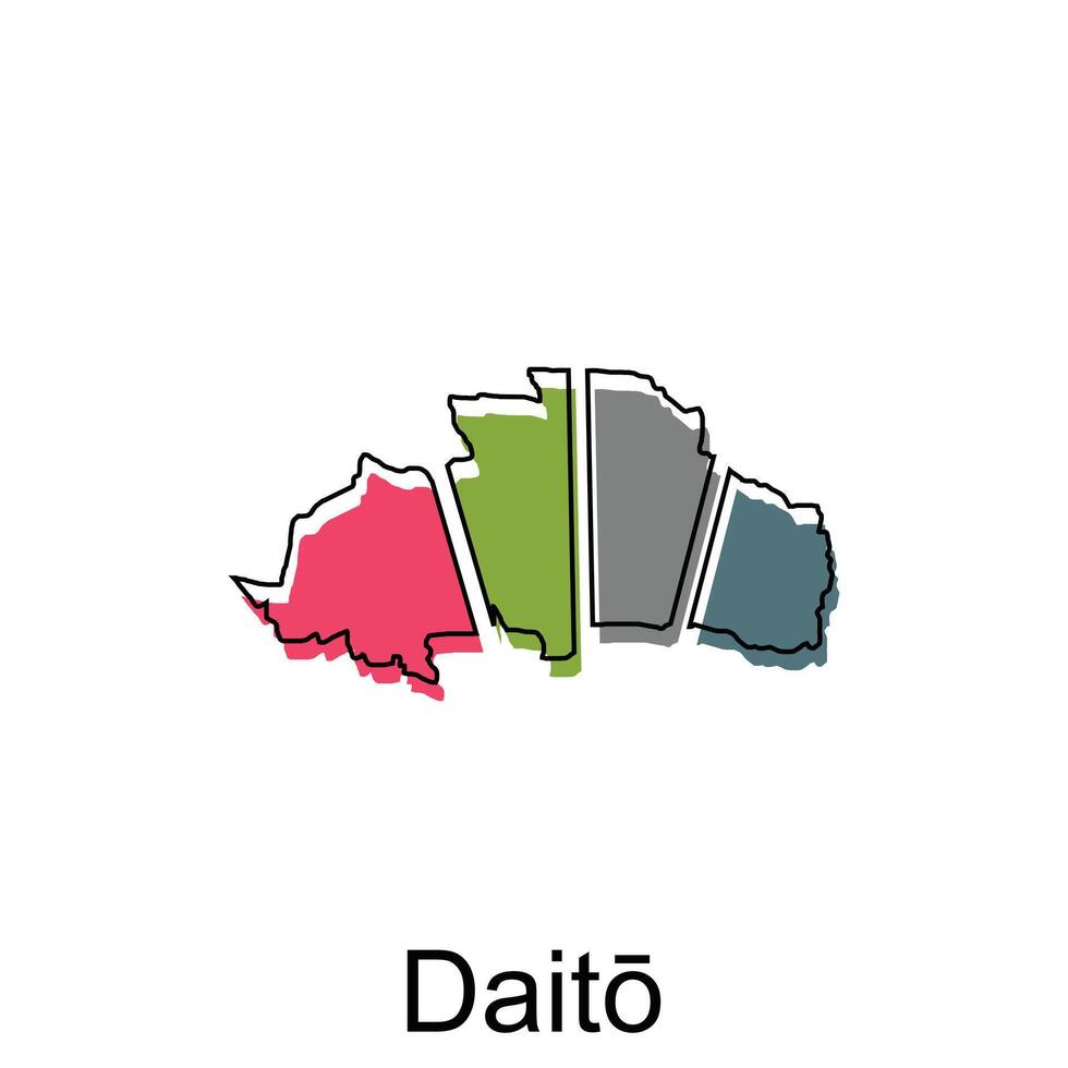 coloré conception de carte haute qualité carte avec drapeau Etat de Daito, adapté pour votre entreprise vecteur