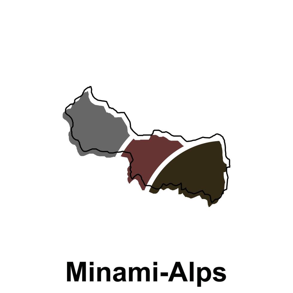 carte de minami-alpes ville Préfecture de Japon, carte sur blanc Contexte vecteur