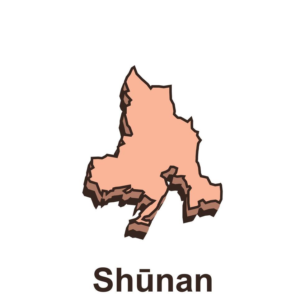 shunan ville carte vecteur illustration, carte avec contour et marron couleur, adapté pour votre conception