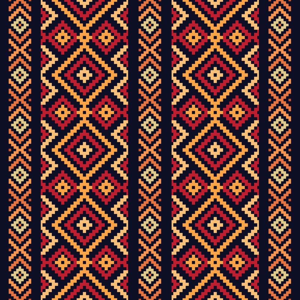 sans couture géométrique modèle. traverser point modèle. conception pour tissu, motif, pixel, broderie ,motif,serviette,ethnique motifs ,horizontal,frontière,folk,rétro,artisanat,abstrait,batik,zigzag. vecteur